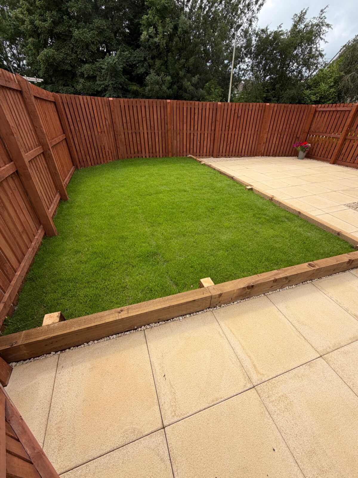 Fresh turf and sleeper edging