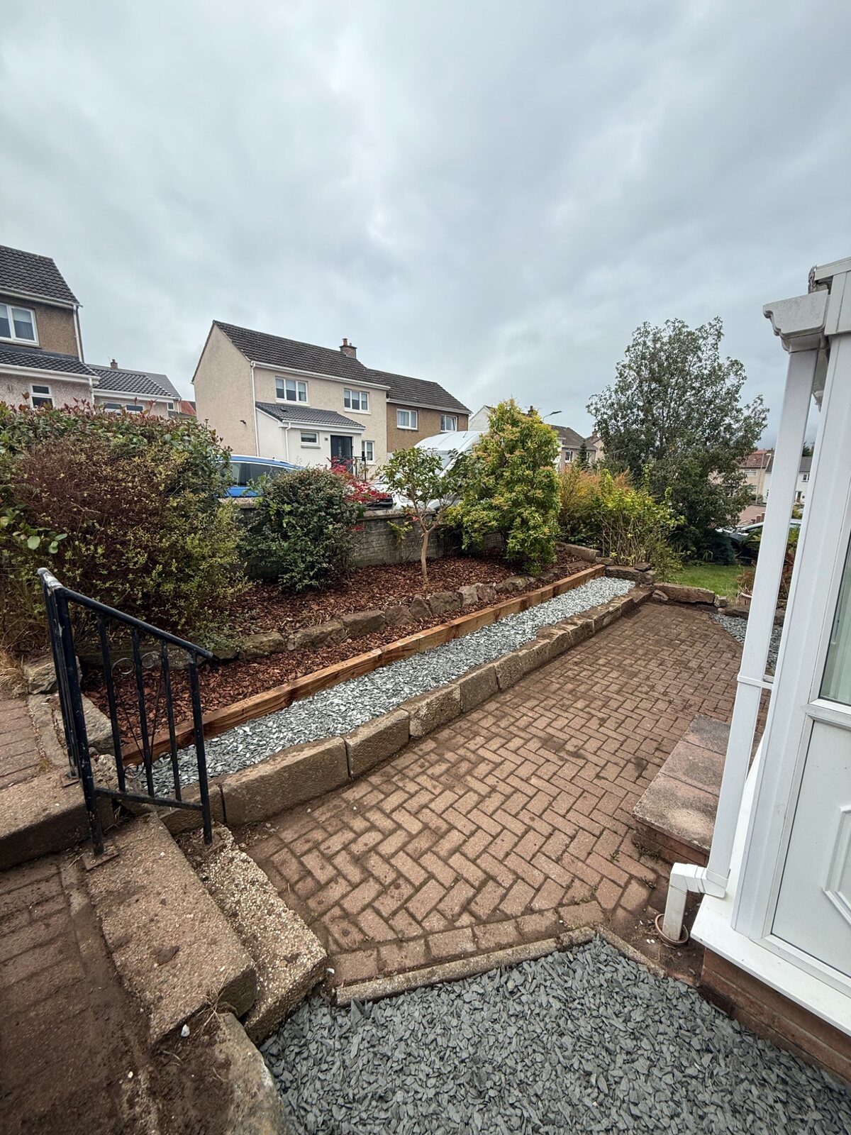 Garden beds and slate finish